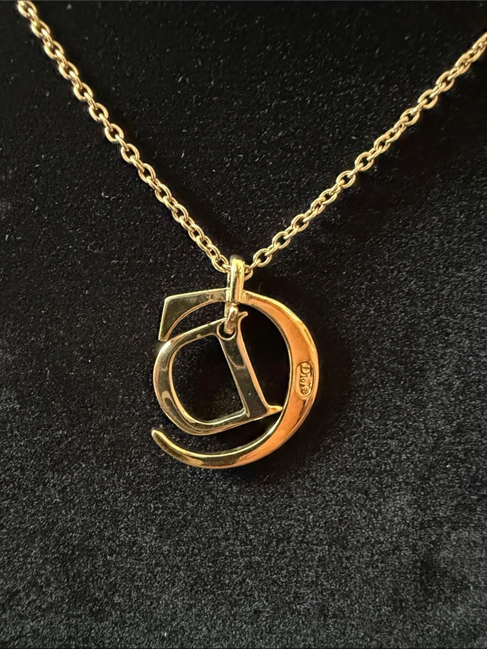 Christian Dior Vintage Gold CD Interlocking Logo Chain Necklace